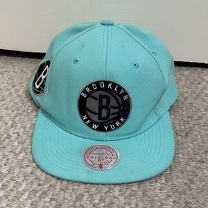 Mitchell & Ness NBA Brooklyn Nets Basketball Teal Blue Adjustable Snapback OSFA